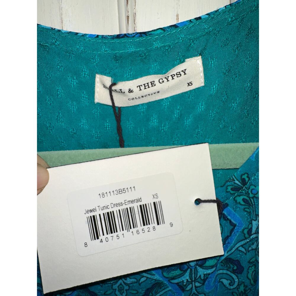 NWT SPELL DESIGNS & THE GYPSY COLLECTIVE TURQUOISE JEWEL TUNIC DRESS EMERALD XS - Picture 5 of 13